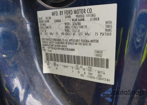 2008 Ford F-250 Fx4/Lariat/Xl/Xlt from USA, damaged, VIN 1FTSX21R18ED52466